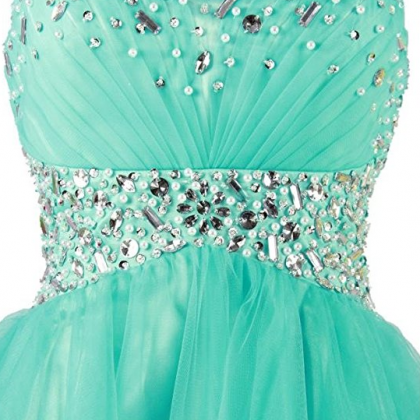 A Line Beaded Short Prom Dress Formal Party..