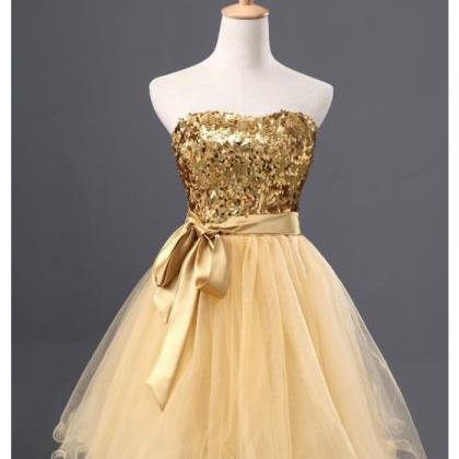 Tulle Homecoming Dress, Gold Homecoming..