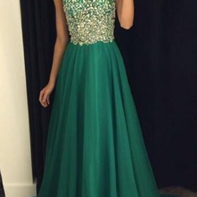 Custom Charming A-Line Beading Prom Dress, Sexy See Through Halter Evening Dress, Sexy Open Back Prom Gown 
