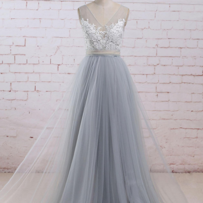 Grey Prom Dresses,Tulle Prom Dresses,Princess Gowns, Gorgeous Prom Dresses,Prom Dresses Long, Party Dresses,Formal Gowns