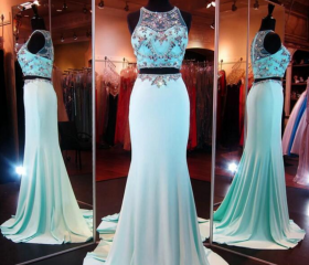 Evening Dress, Two Pieces Evening Dress, Sexy Evening Dress, Mermaid