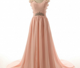 A-Line Off-the-Shoulder Floor Length Chiffon Prom Dresses With Lace Sequins