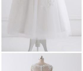 Trendy White Lace Tulle Straps Junior A-line Prom Gown JTR044 main image 1