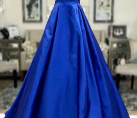 Royal Blue/Light Blue A-Line Long Prom Dress Evening Dress main image 0