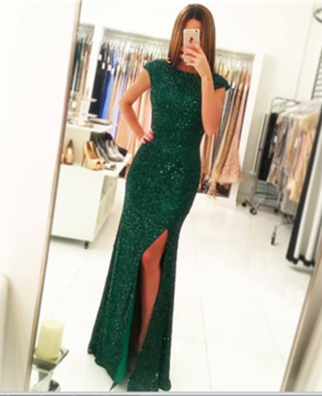 Sparkly Prom Dress,green Prom Dresses,backless Prom Dress,gorgeous Prom Dresses,long Prom Dress,cpa Sleeves Prom Dress,prom Dresses For Teens