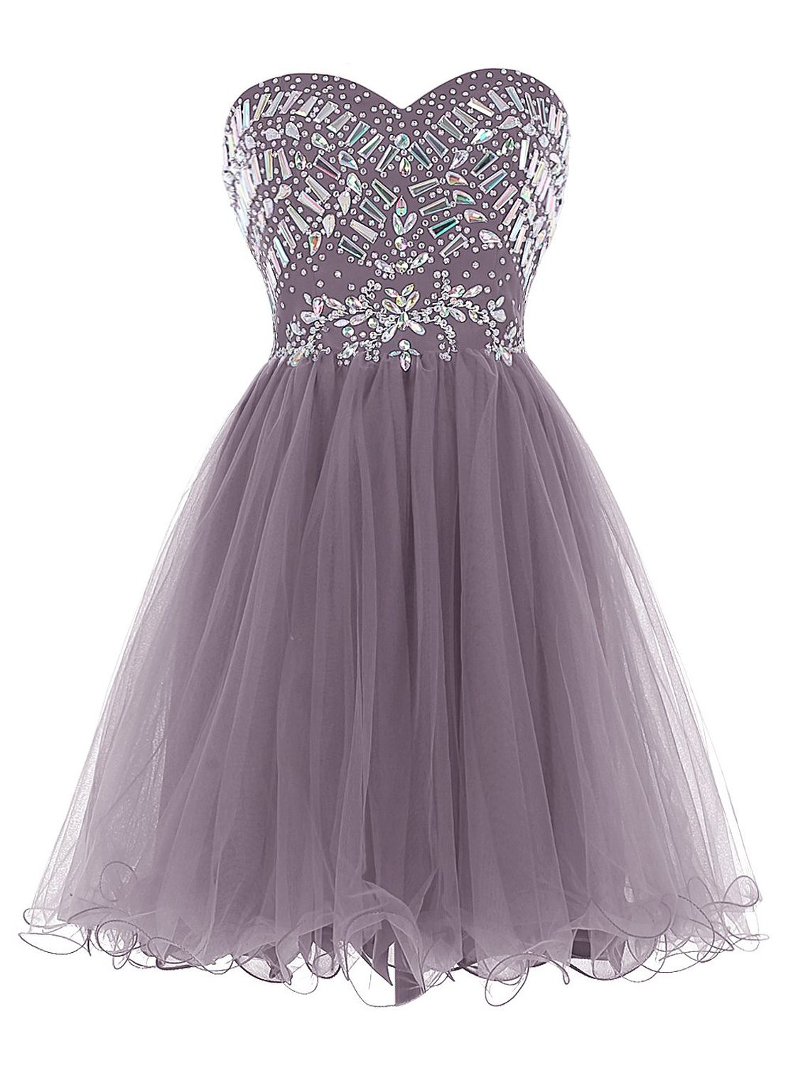 Custom Made Purple Sweetheart Neckline With Diamond Embellished Bodice Tulle Short Evening Dress, Homecoming Dress, Cocktail Dresses, Graduation