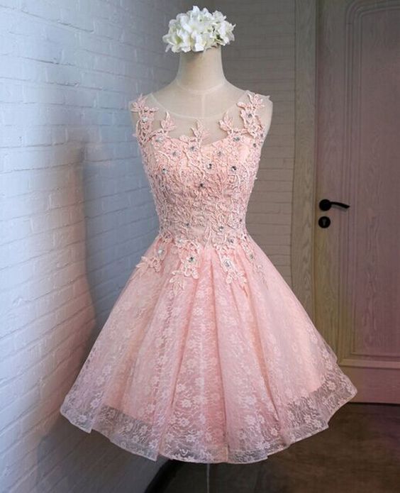 Pink Lace Homecoming Dresses, A-line Homecoming Dresses, Modern Homecoming Dresses, Homecoming Dresses,hote Homecoming Dresses