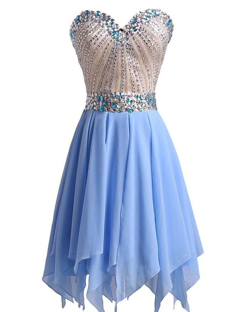 Graduation Dresses Sparkly Crystals Beaded Sweetheart Short Homecoming Dress For Teens