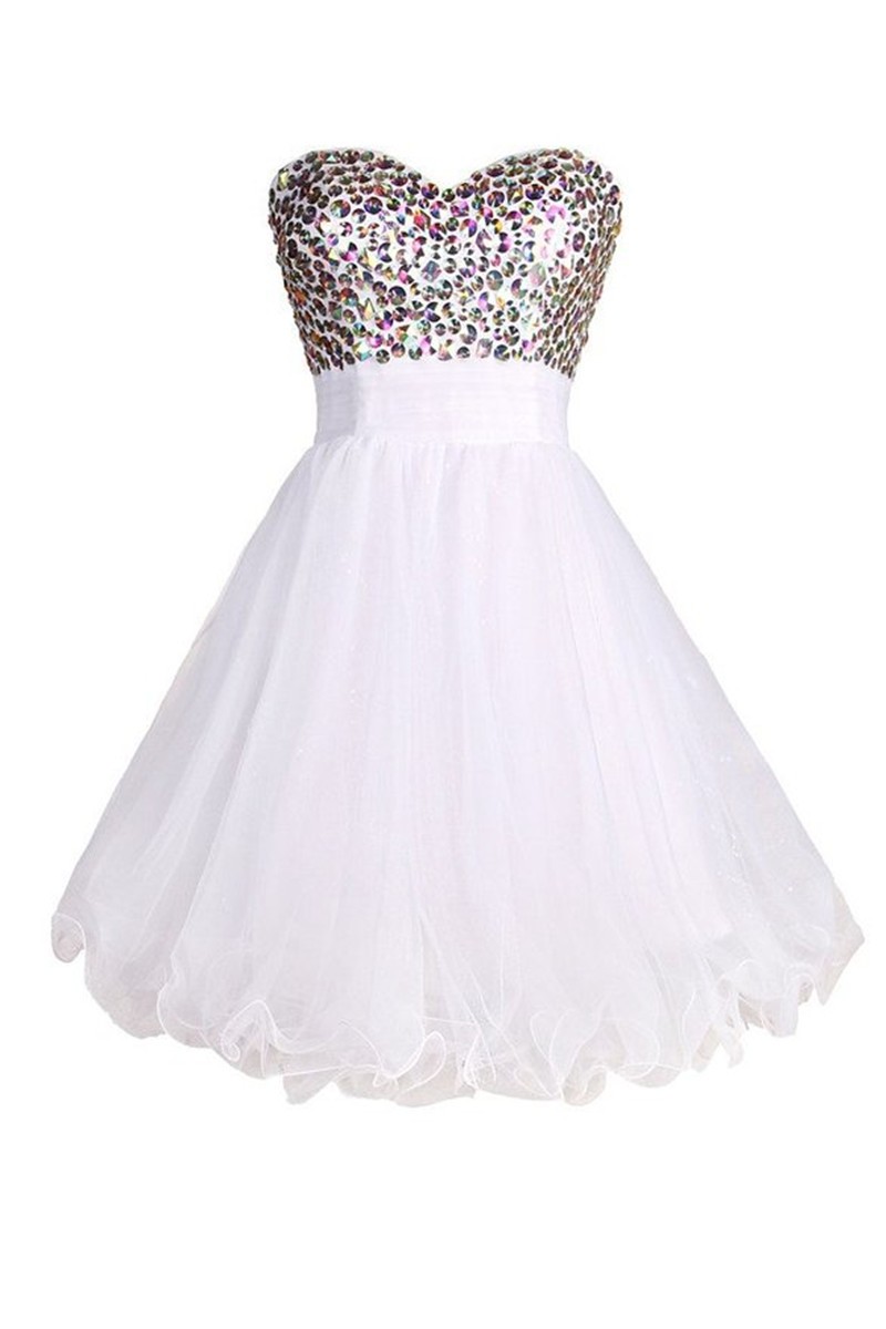 Short White Graduation Dress Vestido Ajustado Encaje Crystals Tulle Prom Dresses Short Dresses Homecoming