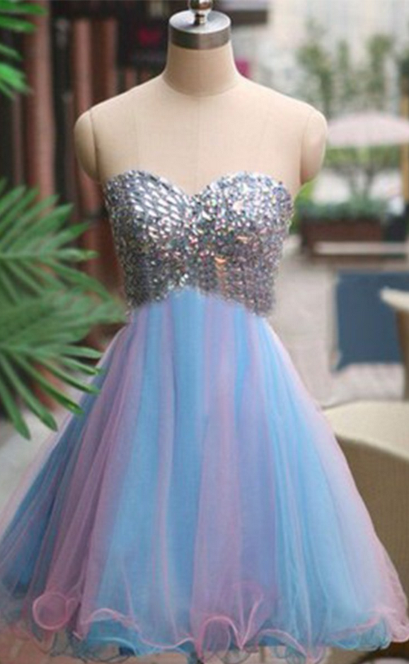 Tulle Beaded Sequined Short Prom Dresses Ruffles Ball Gown Short Graduation Dresses Sexy Backless Cocktail Dresses