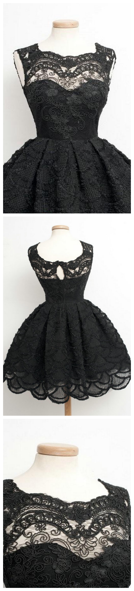 Dresses Lace Black Knee-length Little Short Homecoming Dress