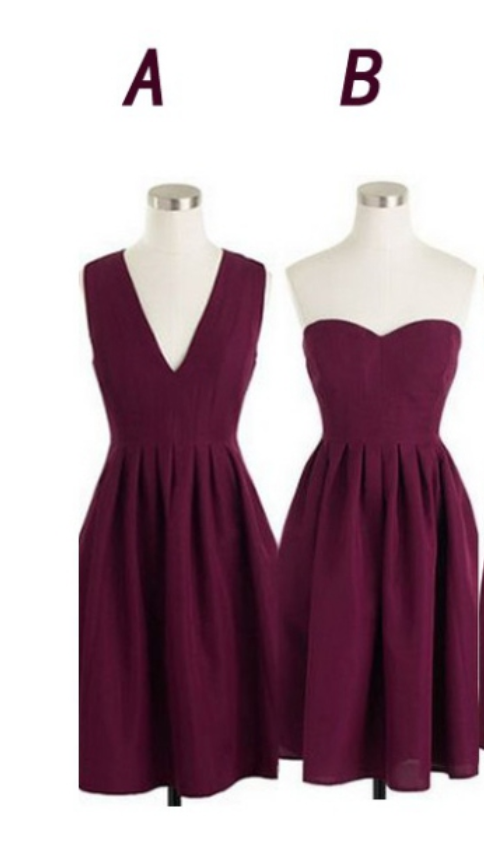 Short Chiffon Homecoming Dress ,a-line Sleeveless Strapless Short/mini Chiffon Backless Dresses