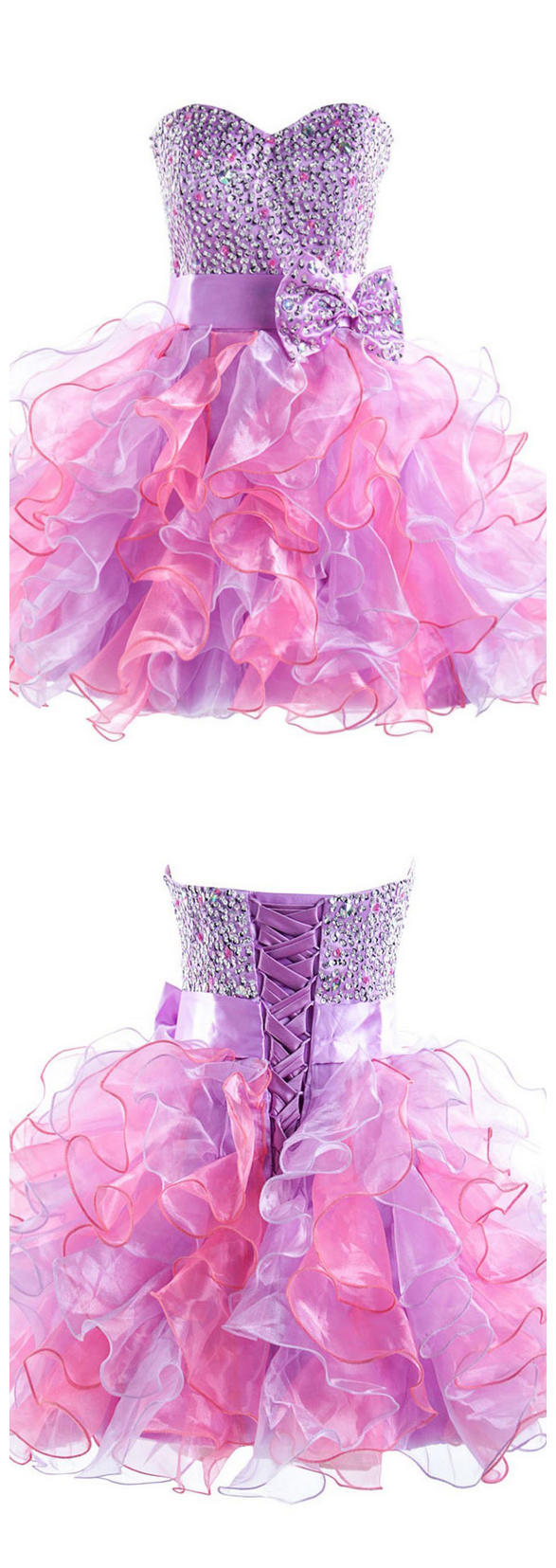 Purple Tulle Homecoming Dress,sweetheart Ruffles Homecoming Dresses
