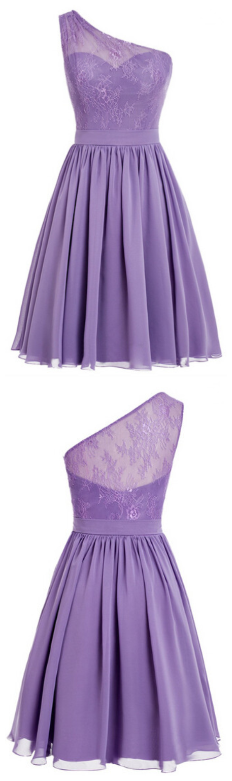 Sexy One-shoulder Homecoming Dress,chiffon Purple Prom Homecoming Dress,applqiues Homecoming Dresses