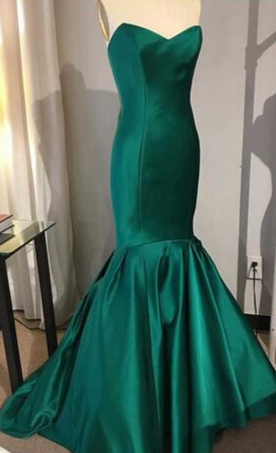 Sexy Long Dresses 2018 Vestido De Formatura Longo Emerald Green Satin Mermaid Prom Dresses Evening Dress