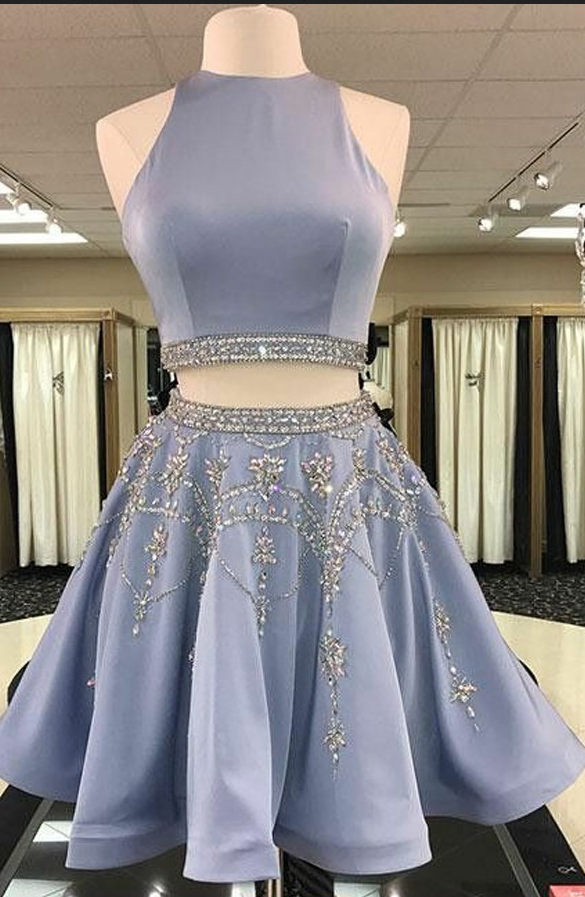 Two Pieces Homecoming Dresses,a-linw Homecoming Dresses,beaded Homecoming Dresses,backless Homecoming Dresses,short Prom Dresses,party Dresses
