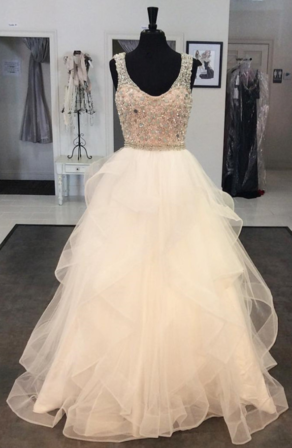 White Prom Dress,crystal Beaded Prom Dress,ball Gowns Prom Dress,prom Dresses
