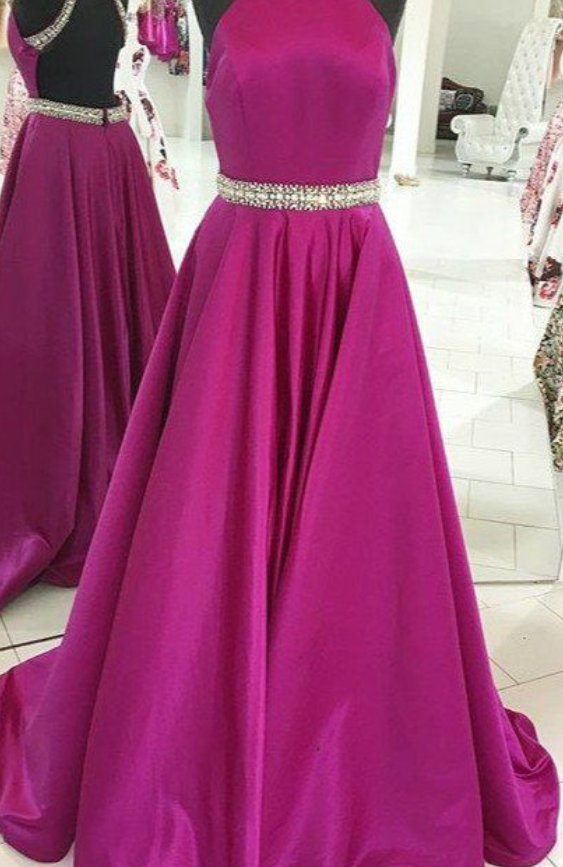 Pink Prom Dresses,pink Prom Dresses,long Satin Prom Gown,evening Gowns For Teen