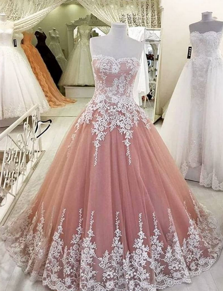 Elegant A-line Applique Prom Dress, Blush Prom Dress, Lace Tulle Prom Dresses,high Quality Graduation Dresses, Formal Occasion Dresses,ball Gown