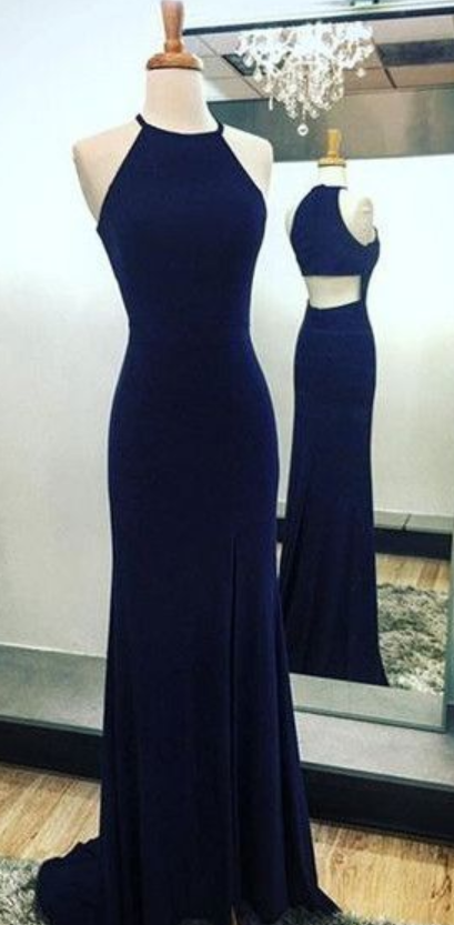 Sexy Prom Dress,navy Blue Long Prom Dress,split Evening Dress,formal Evening Gown