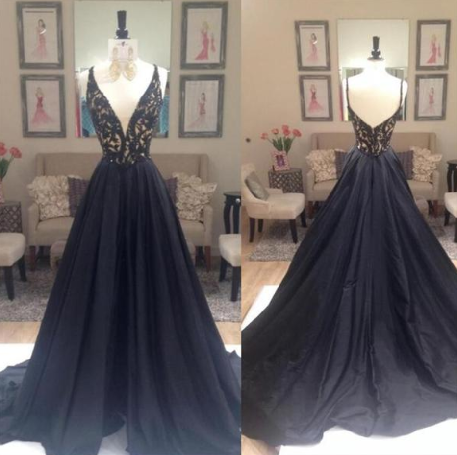 Prom Dress,black Prom Dress,lace Long Evening Dresses,black Lace Formal Dress,fashion Dress For Girls