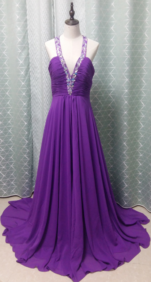 Charming Prom Dress,beading Prom Dress,chiffon Prom Dress,v-neck Evening Dress