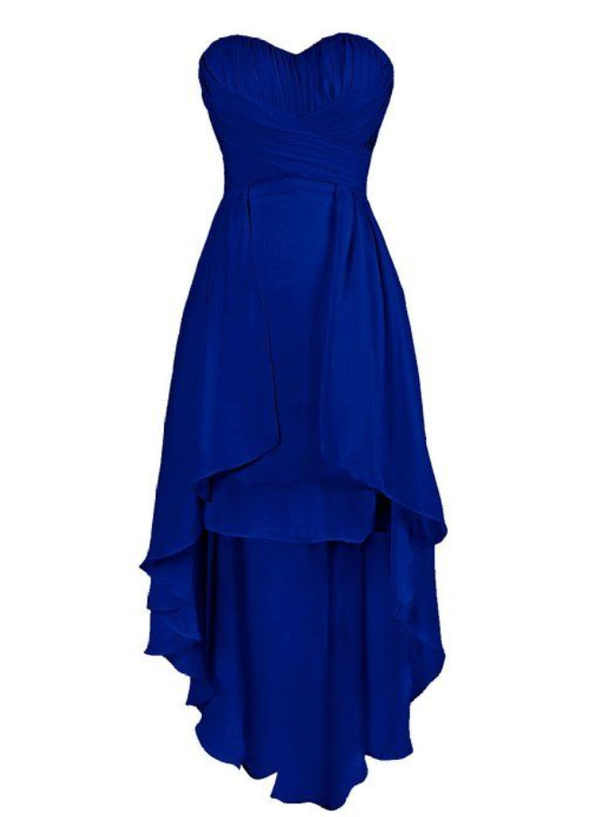 royal blue high low prom dress