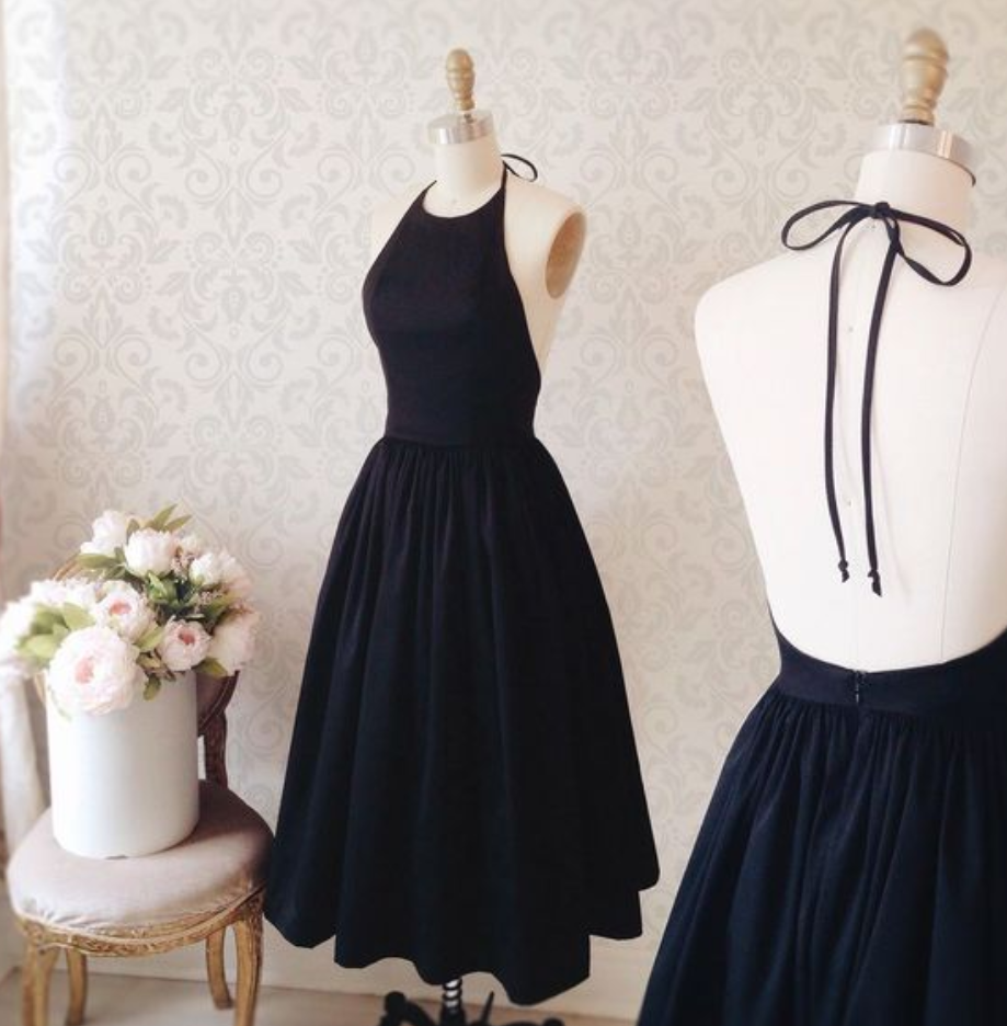 Prom Dress,cute Prom Dresses,a-line Black Cocktail Dress For Prom ,party Dress
