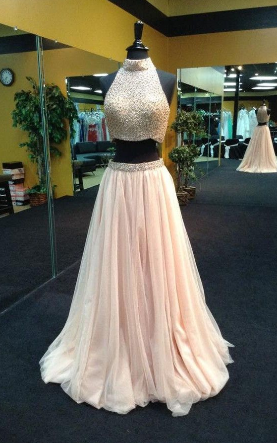 2 Piece Prom Gown,two Piece Prom Dresses,evening Gowns,2 Pieces Party Dresses,tulle Evening Gowns,sparkle Formal Dress For Teens