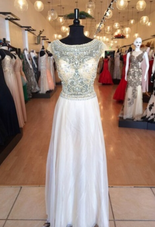 Modest Prom Dresses,white Prom Dress,sexy Formal Gown, Prom Dresses,sexy Evening Gowns,chiffon Formal Gown For Teens