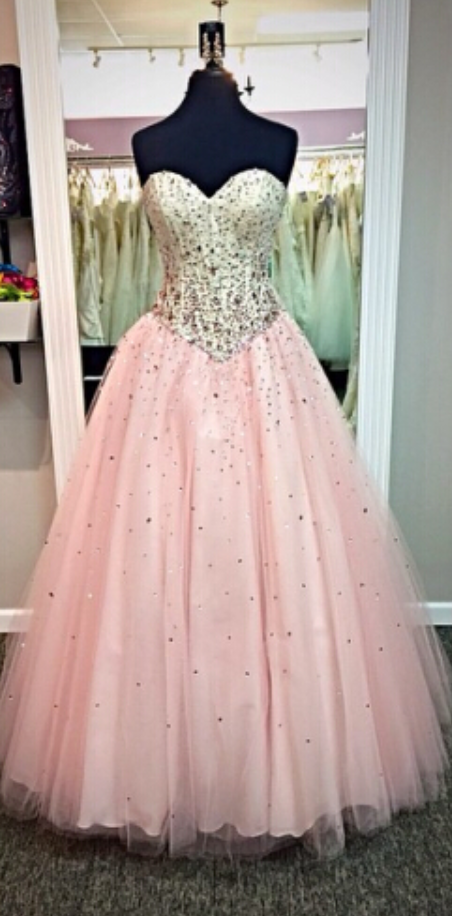 Pink Prom Dress,ball Gown Prom Dress,princess Prom Gown,beaded Prom Dresses,sexy Evening Gowns,2016 Fashion Evening Gown,sexy Baby Pink