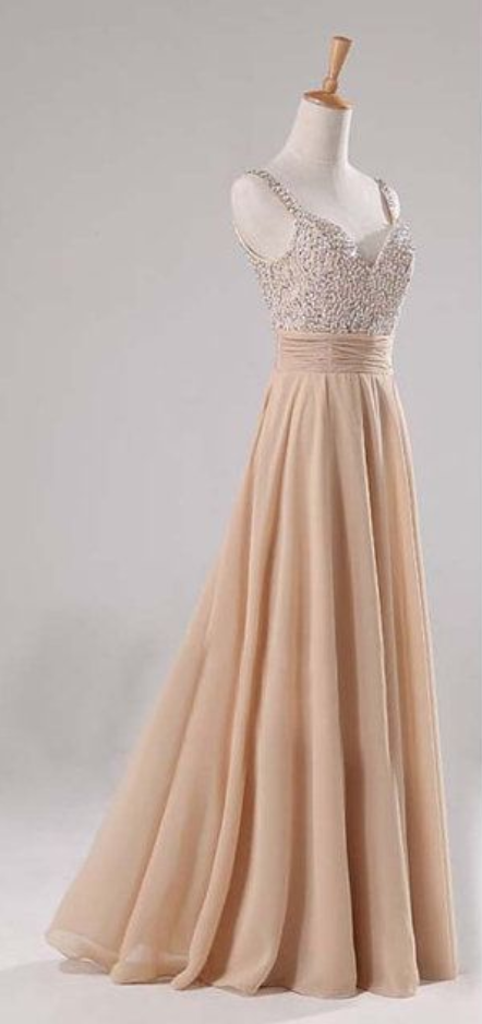 Backless Prom Dresses,champagne Prom Dress,straps Prom Gown,open Back Prom Dresses,open Backs Evening Gowns,straps Formal Gown For Teens Girls