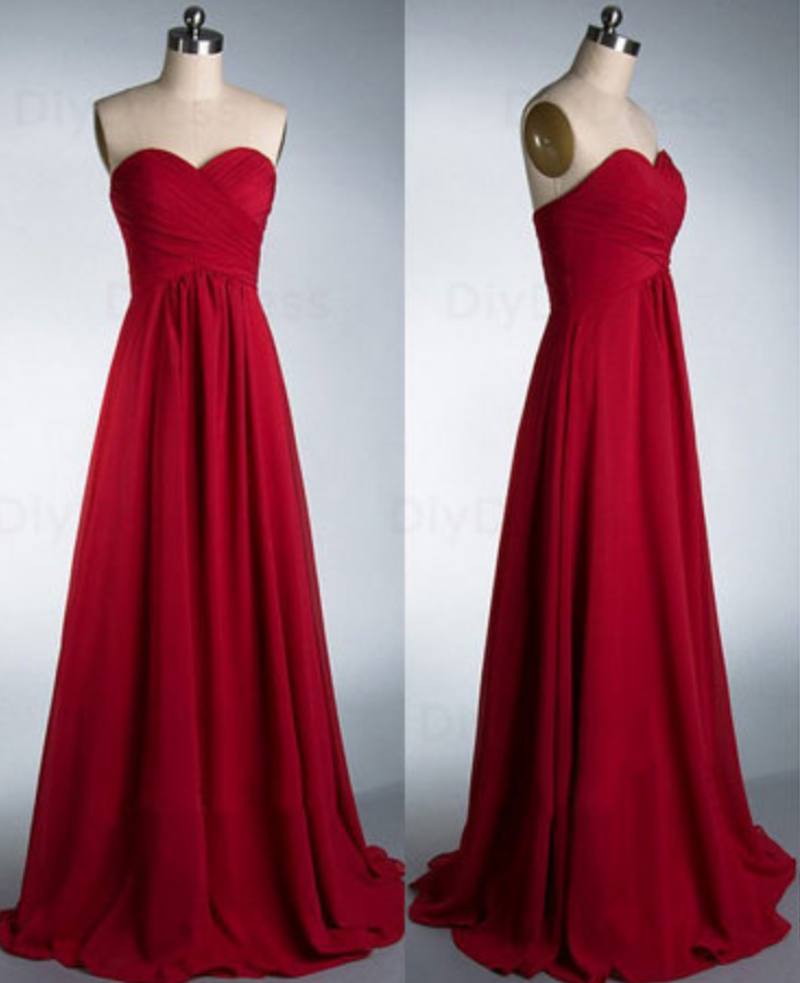 Red Bridesmaid Gown,pretty Prom Dresses,2016 Prom Gown,simple Bridesmaid Dress, Evening Dresses,fall Wedding Gowns,sweetheart Bridesmaid