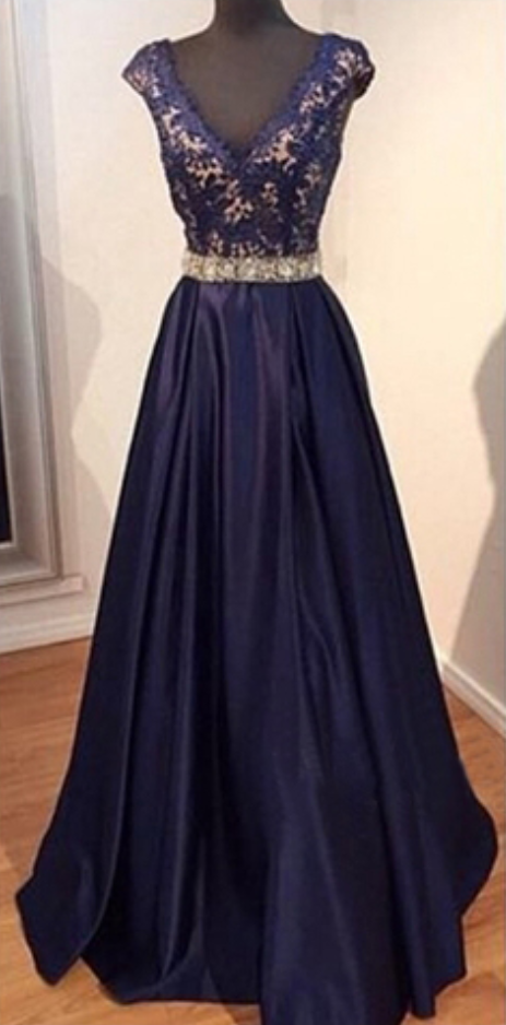 Navy Blueprom Dresses,v Neckline Prom Dress,sexy Prom Dress,dark Navy Prom Dresses,2016 Formal Gown,lace Evening Gowns,taffeta Party Dress,prom