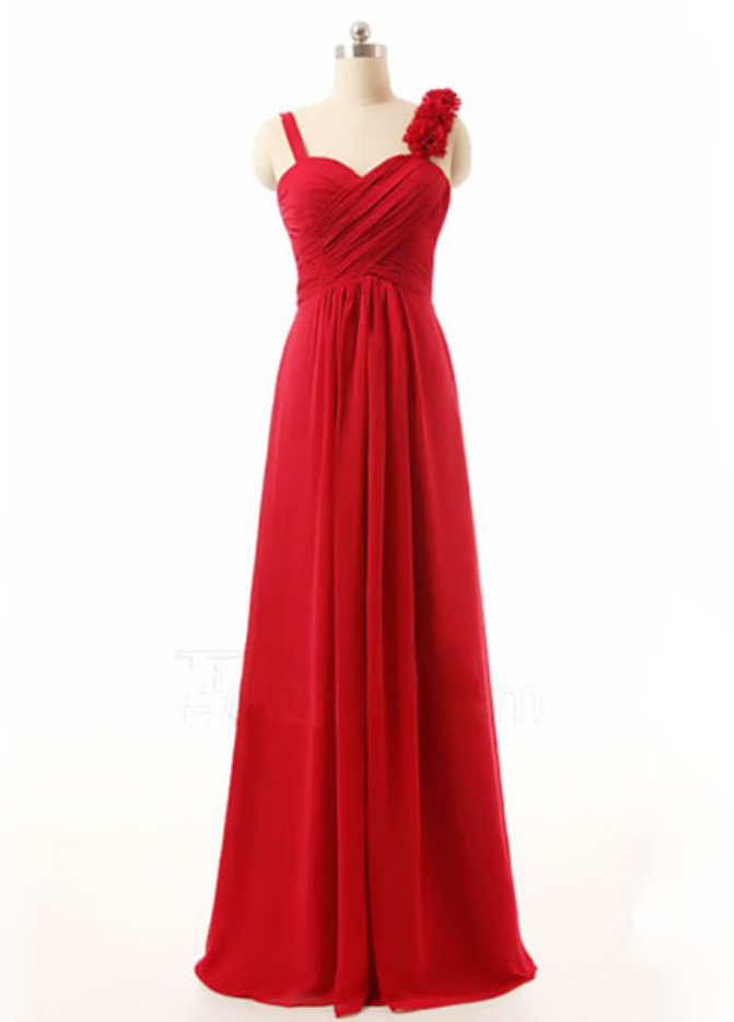 Red Bridesmaid Gown,pretty Prom Dresses,chiffon Prom Gown,simple Bridesmaid Dress, Evening Dresses,fall Wedding Gowns,red Bridesmaid Dresses