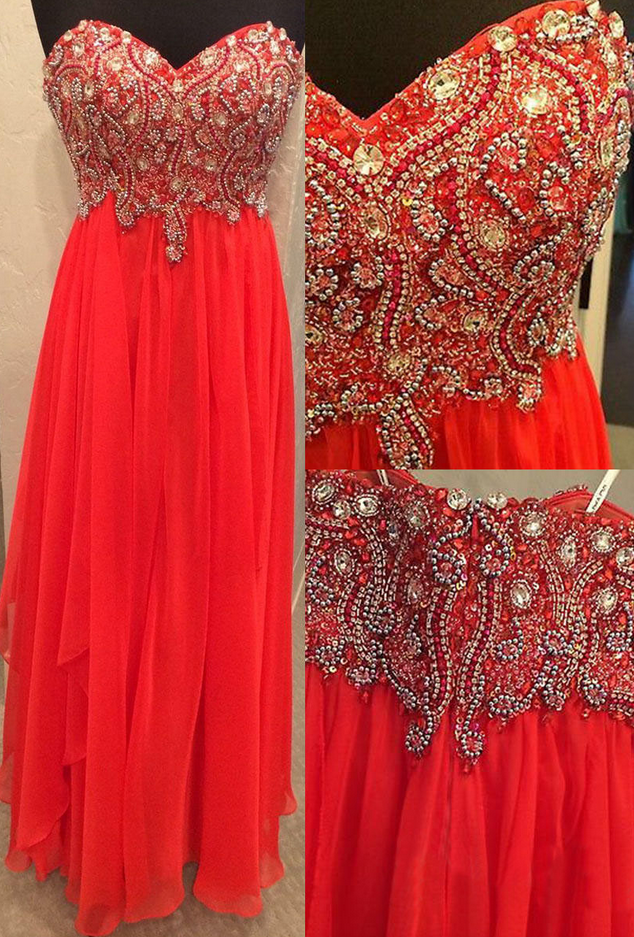 Chiffon Prom Dresses,strapless Prom Dress,modest Evening Gown,sparkly Prom Gowns,beading Evening Dress,sparkle Evening Gowns,2016 Red Prom Gowns