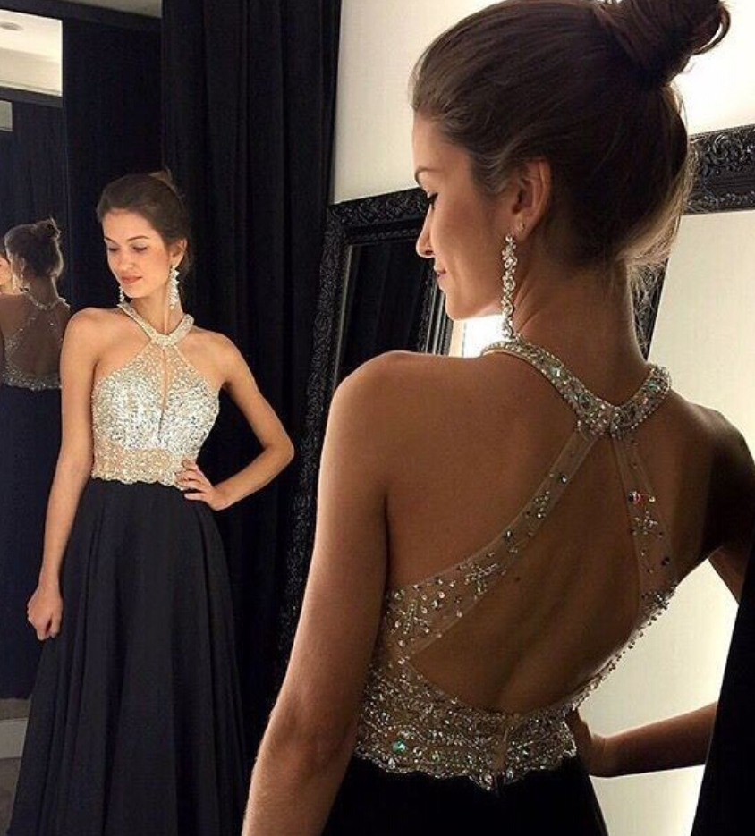 Black Prom Dresses,backless Prom Dress,sexy Prom Dress,simple Prom Dresses,2016 Formal Gown,beading Evening Gowns,beaded Party Dress,prom Gown