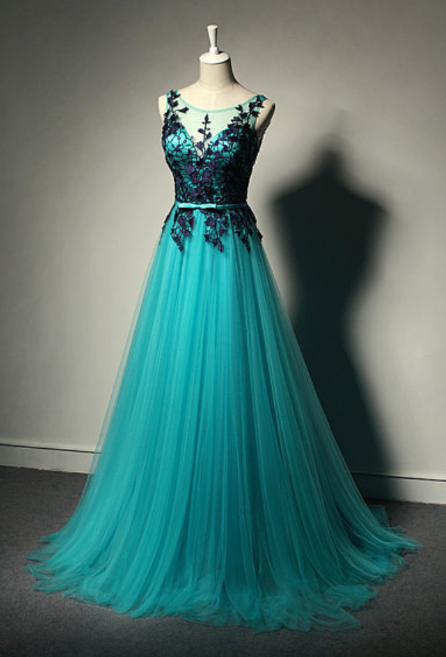 Fashion Prom Dresses,blue Prom Dress,tulle Formal Gown,lace Prom Dresses,black Evening Gowns,tulle Formal Gown For Teens