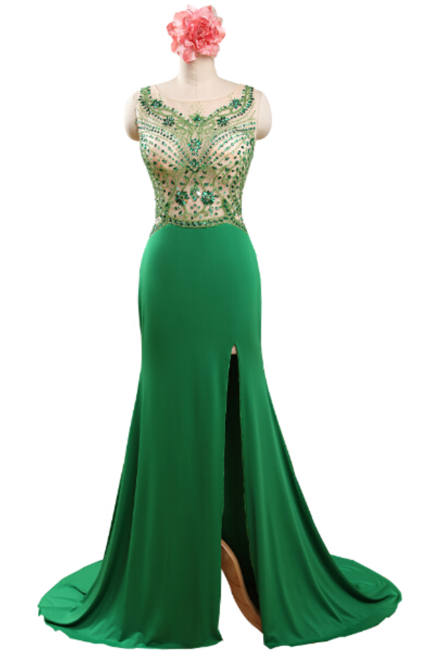 halter neck green prom dress Halter Sparkly Green Ruffle Tiered A-Line Long Prom Dresses Custom Color / Custom Size main image 1