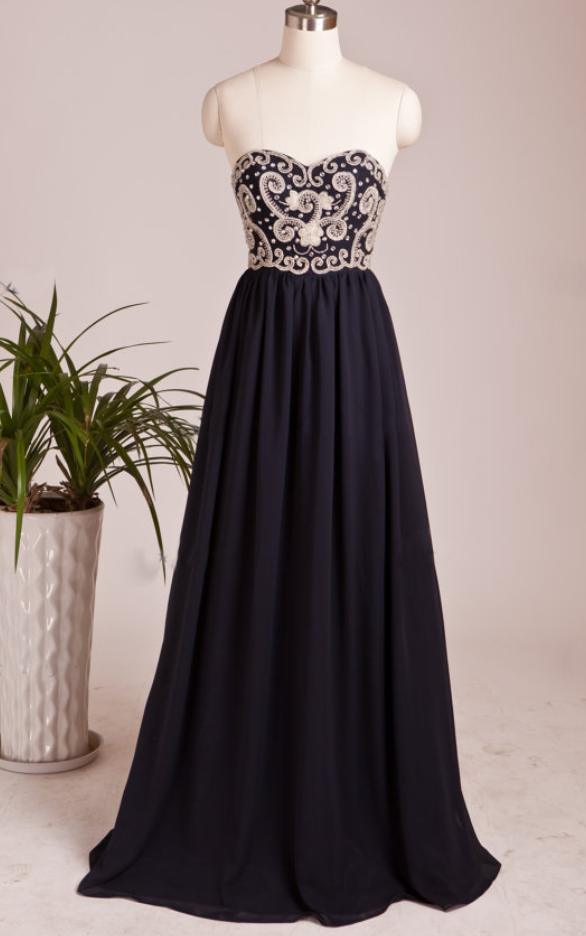 Navy Blue Prom Dresses,chiffon Prom Dresses,a Line Prom Dress,long Prom