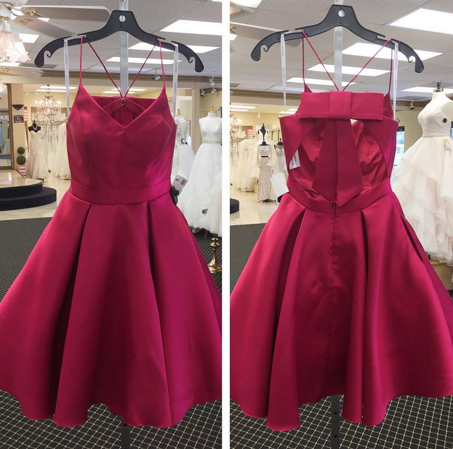 Cute Prom Dress,short Homecoming Dress,bow Back Party Dress,satin Cocktail Dress