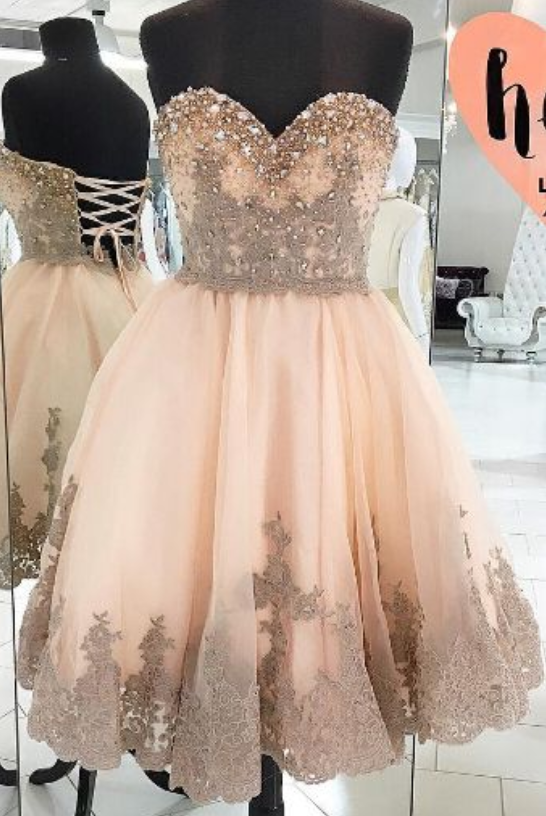 Homecoming Dress,lace Homecoming Dresses,champagne Homecoming Gowns,ball Gown Homecoming Dresses,sweet 16 Dress For Teens
