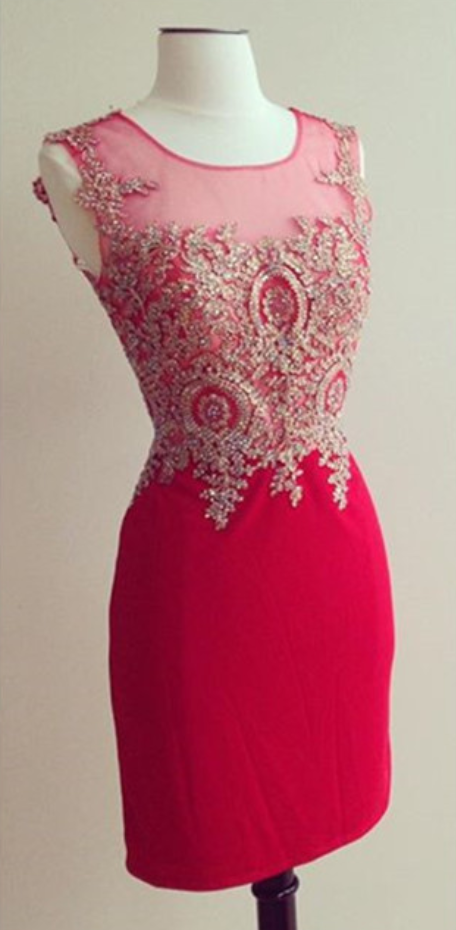 Homecoming Dress,red Homecoming Dresses With Gold Lace Beaded 2017 Design