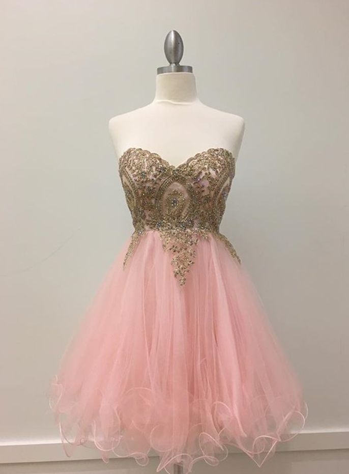 Homecoming Dress, Pink Homecoming Dresses,tulle Sweet 16 Dress,sexy Homecoming Dress,cute Cocktail Dress