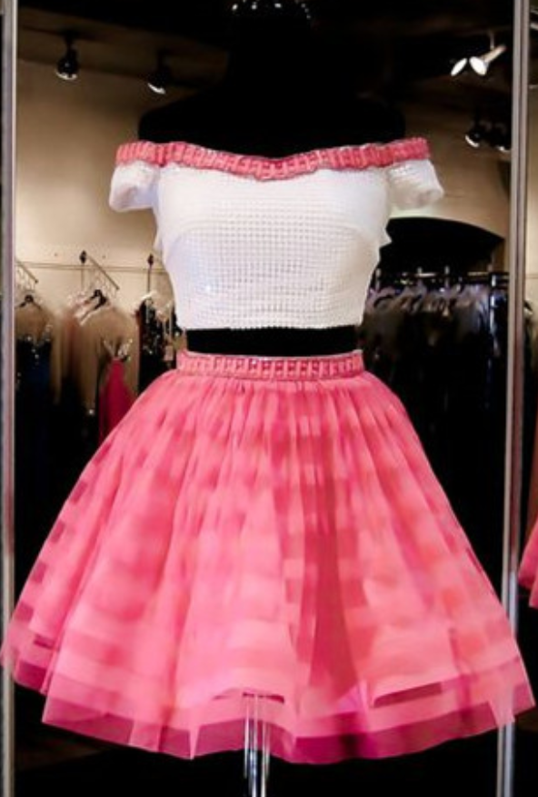 Homecoming Dress,2 Piece Homecoming Dresses,homecoming Gowns,short Prom Gown,pink Sweet 16 Dress,homecoming Dress,2 Pieces Cocktail Dress,two