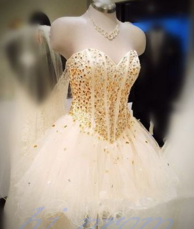 White Homecoming Dress,short Prom Gown,tulle Homecoming Gowns,princess Party Dress,prom Dresses With Gold Beading Homecoming Dress For Teens