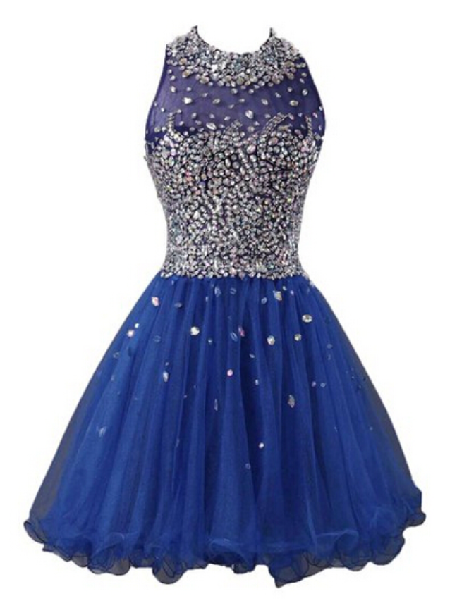 Royal Blue Homecoming Dress,short Prom Dresses,tulle Homecoming Gowns,fitted Party Dress,beading Prom Dresses,sparkly Cocktail Dress,homecoming
