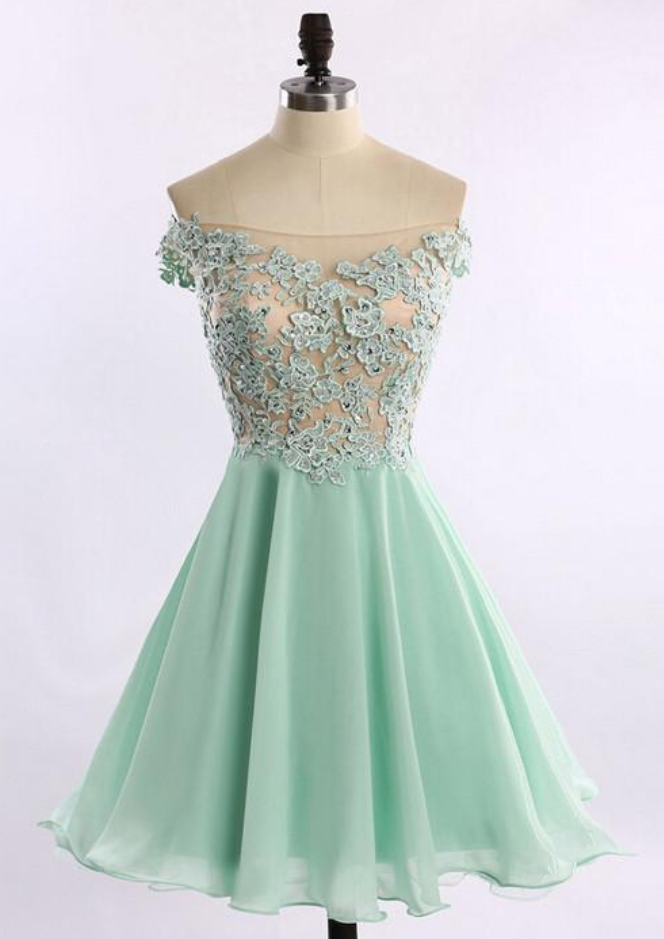 Mint Green Homecoming Dress,lace Prom Dresses,chiffon Homecoming Gowns,cute Sweet 16 Dress,evening Dresses,party Gown For Teens
