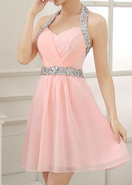 Pink Homecoming Dresses,homecoming Dress, Cute Homecoming Dresses, Chiffon Homecoming Gowns,short Prom Gown