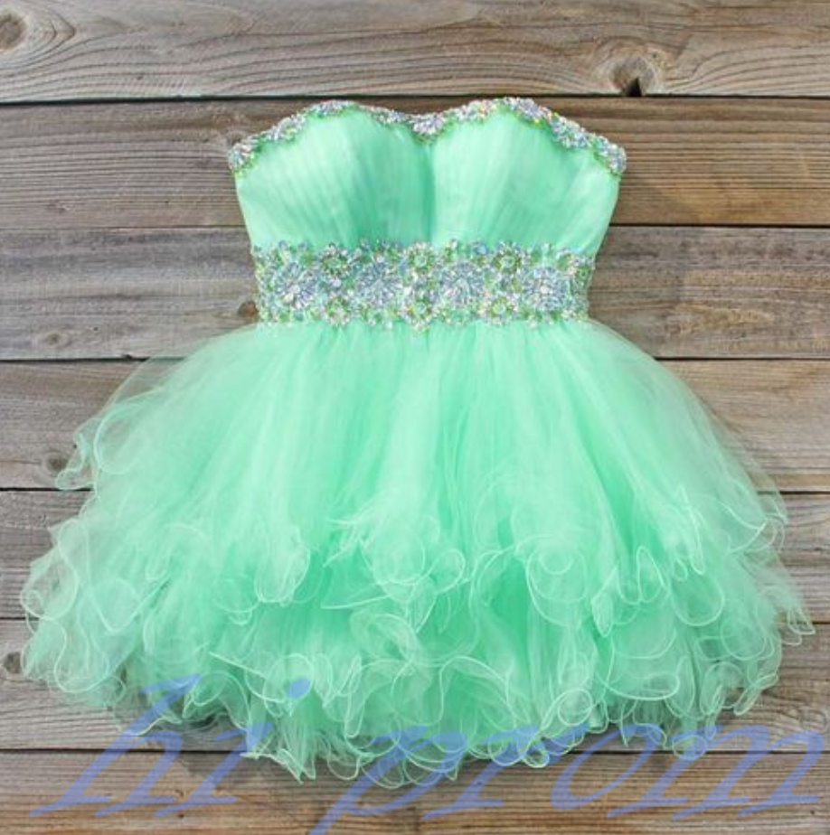 Mint Green Homecoming Dress,strapless Homecoming Dresses,tulle Homecoming Dress,fitted Party Dress,short Prom Gown,modest Sweet 16